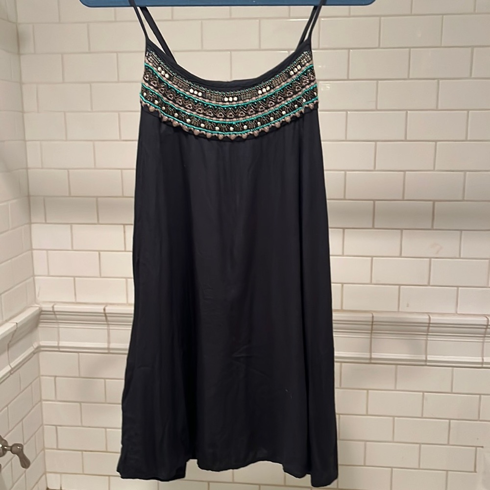 American Eagle Black embroidered swing dress dress Small